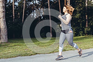 Overweight woman running. Weight loss concept.