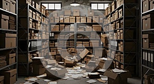 Overwhelmed Archive - Boxes and Documents in a Storage Room