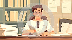 A Overwhelmed Office Worker