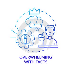Overwhelming with facts blue gradient concept icon