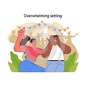 Overwhelming setting concept. Flat vector illustration