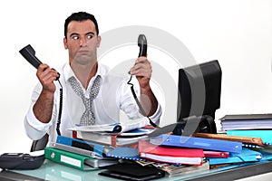 Overworked businessman photo