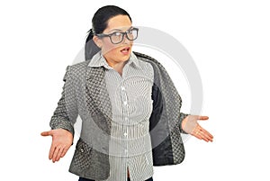 Overworked executive shrugging