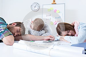 Overworked people sleeps at work photo