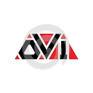 OVI triangle letter logo design with triangle shape. OVI triangle logo design monogram. OVI triangle vector logo template with red