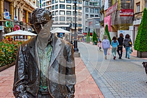 Oviedo, Spain, June 11, 2022: Statue of Woody Allen at Oviedo, S