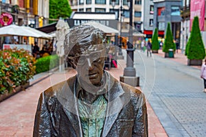 Oviedo, Spain, June 11, 2022: Statue of Woody Allen at Oviedo, S