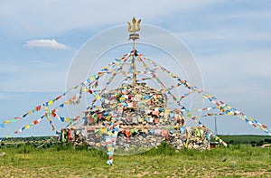 An ovoo on the grassland, Inner Mongolia, China photo