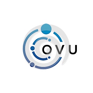 OVU letter technology logo design on white background. OVU creative initials letter IT logo concept. OVU letter design photo