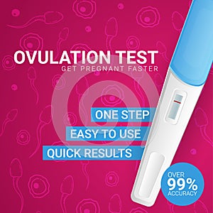 Ovulation Test. Planning Pregnancy banner with ovulation or pregnancy test. Female reproductive, fertility or hormone