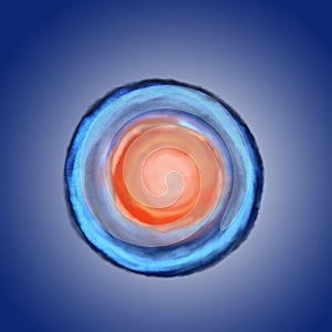 Ovum (egg cell) on blue background, illustration