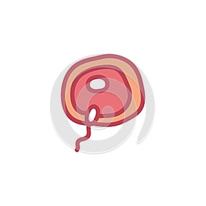 Ovum fertilization doodle icon, vector illustration