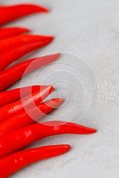 Ow of red hot chilli peppers tips