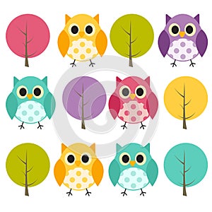 Ow and Treel Pattern Background Vector
