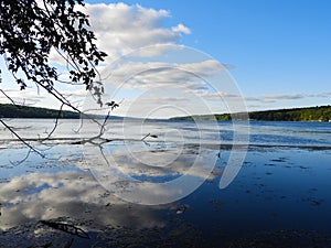 Owasco Lake cloud reflection FingerLakes horizontal