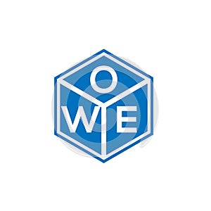 OWE letter logo design on black background. OWE creative initials letter logo concept. OWE letter design