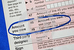 Owe money in the income tax return
