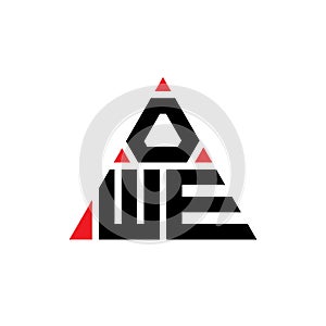 OWE triangle letter logo design with triangle shape. OWE triangle logo design monogram. OWE triangle vector logo template with red