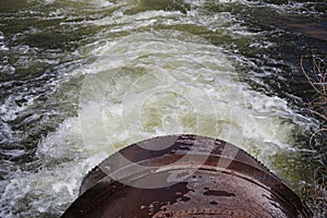 Owens River Gushing Out Of A Pipe