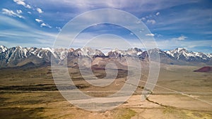 Owens valley landscape , surrounded by Easter Sierra mountains in California