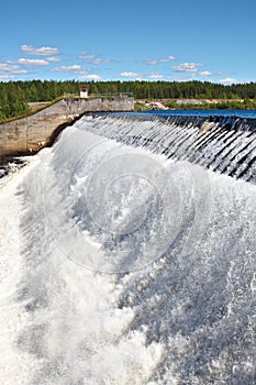 Owerflow of water on the storage pond