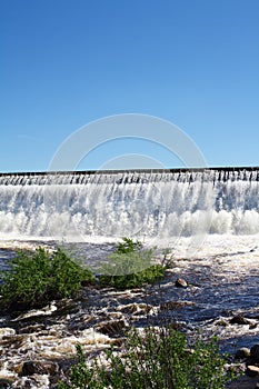 Owerflow of water on the storage pond