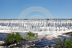 Owerflow of water on the storage pond