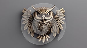 owl art with armor and gold metal mask