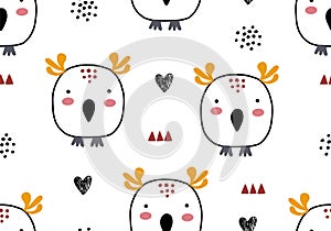 Owl baby seamless pattern