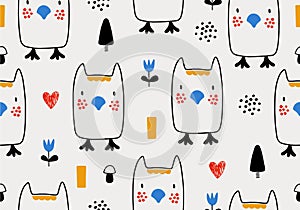 Owl baby seamless pattern
