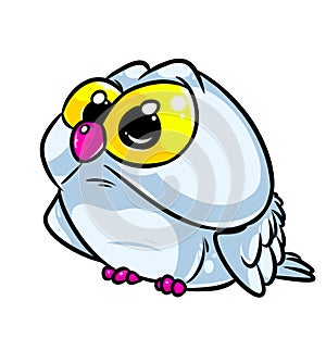 Owl big eyes cartoon illustration