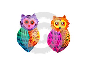 Owl bird animal nature art watercolor painting color illustration design drawing cute wildlife pattern decoration white isolated