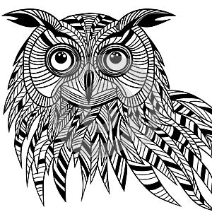 Owl bird head as halloween symbol for mascot or emblem design, s