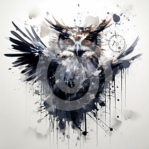 Owl Black Painted