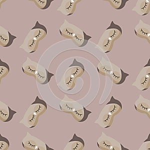 Owl brown color geometric seamless pattern on light brown background. Children graphic design element for different purposes photo