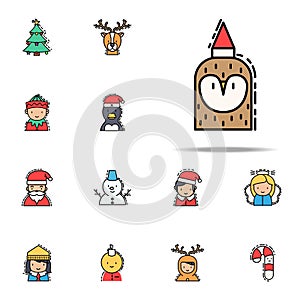 Owl christmas colored icon. Christmas avatars icons universal set for web and mobile