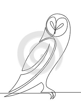 Owl Continuous Line Vector Graphic Cartoon