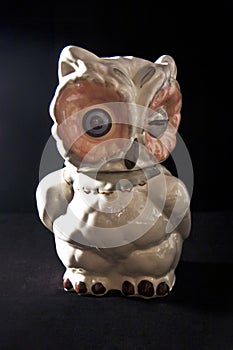 Owl Cookie Jar with Dramatic Lighting