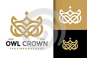 Owl Crown Logo vector icon illustration