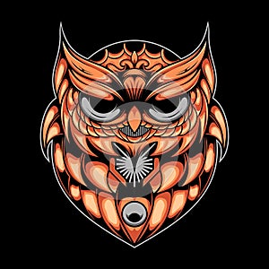 Owl dark wings vector illustration