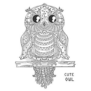 Owl. Design Zentangle. photo