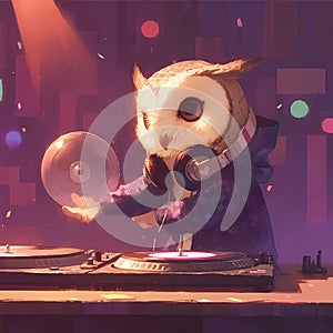 Owl DJ Performs at Glowing Nightclub