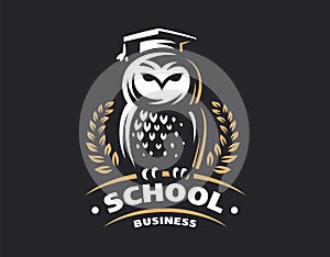 Owl education logo - vector illustration. Emblem design