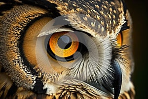 Owl eye wildlife bird of prey.
