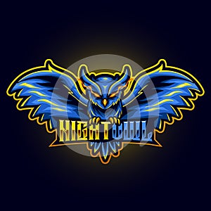 owl eyes fire angry flying animal mascot for sports and esports logo vector illustration