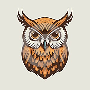 Owl face head vector design illustration for logo mascot t shirt design template