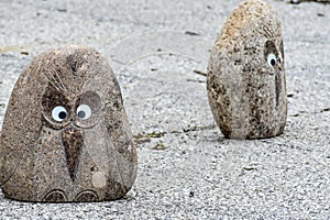 Owl Face Rocks, Garden Stones