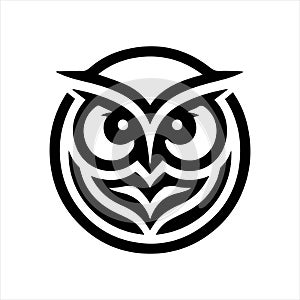 Owl face silhouette vector icon logo design