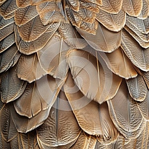 Owl Feathers Background, Brown Plumage, Hawk Wings Texture with Copy Space, a Bird of Prey Feathers