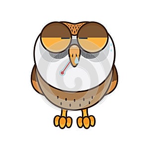 owl feeling sick. Vector illustration decorative design